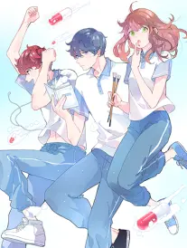 漫画作品单色翻译封面，摊开的字典与钢笔
